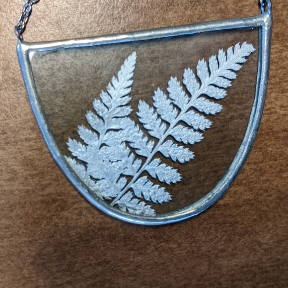 Long Silver Leaf Necklace - Picture 2 of 2